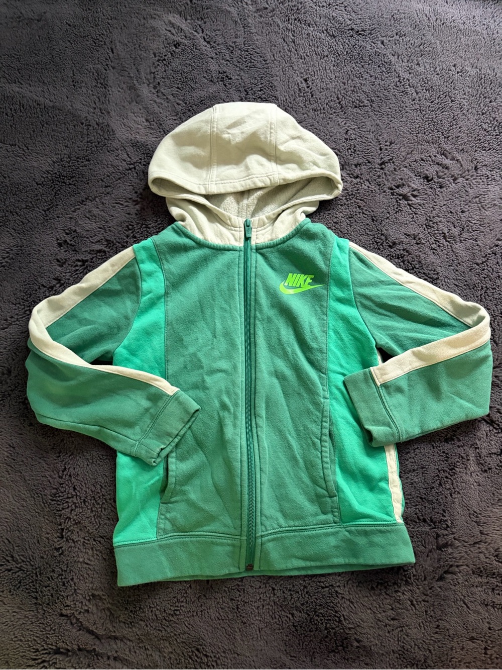 Nike Youth Mint Green and Cream Hooded Zip Jacket